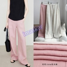 Retro Italian Style Womens 100 Linen High Waist Long Pants Wide Leg Trousers Sz