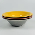 Homer Laughlin Harlequin Oatmeal Bowls 6.5” Set Of 3 Yellow Grey Rust Vintage
