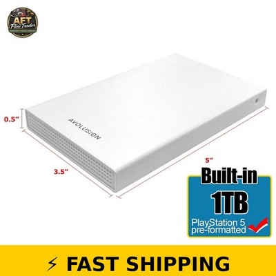 Avolusion HD250U3-WH 1TB USB 3.0 Portable Hard Drive for PS5 - White