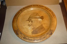 Antiker Erzgebirge - Holz - Wandteller ,, Anton Günther "Durchmesser 250mm ! RAR