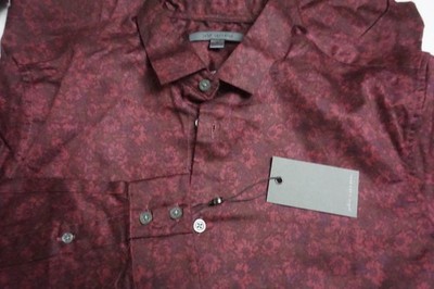 John Varvatos Red Floral Long Sleeved Button Up Shirt Sz S Brand New 