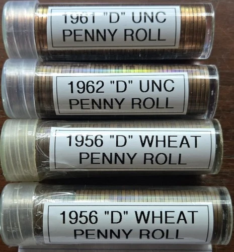 New ListingLot of 4 Lincoln Cent Penny Rolls (1) 1961D UNC, (1) 1962D UNC, (2) 1956D