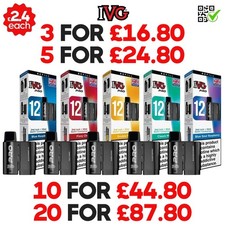 IVG Pro 12 Refill Prefilled Pods | 20mg Nic Salt | 10,000 Puffs | E-Cig | Re-Use