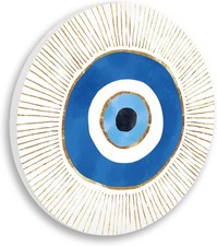 Contemporary Evil Eye Nazar Shape Wood Wall Art, Design by Ziwei Li, 12 X 12, Wa