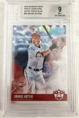 Panini 2018 Diamond Kings Shohei Ohtani Rookie 76 Artist Blue Rare Jersey #17/25