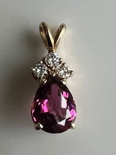 Beautiful 14 k Gold Rhodolite Garnet Diamond Pendant 2.38 ct