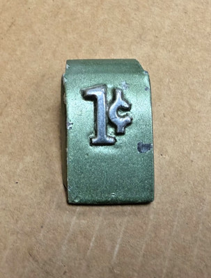 Antique Slot Machine Parts - Mills 1 Cent Penny QT Triangle Denominator Badge