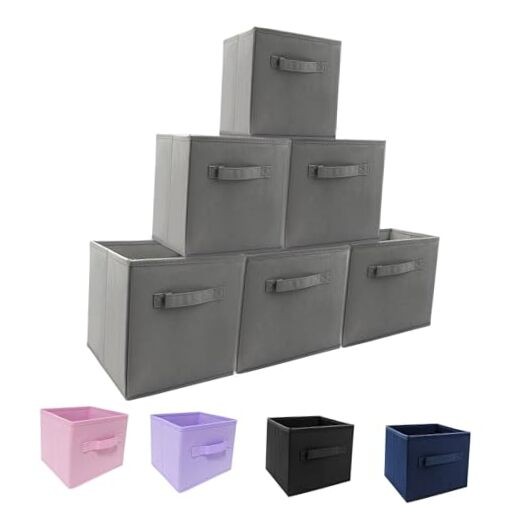 Collapsible Cube Storage Bins 9x7.5x7.5 Inches Grey 6-Pack-image