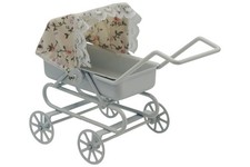 Creal 2637 Kinderwagen weiss Metall 1:12  für Puppenhaus