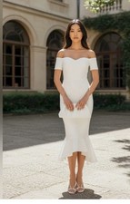 Lulus How Much I Care Ivory Off White Off-the-Shoulder Midi Dress Size XS NWOT