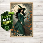 Retro Floral Witch Wall Art 8x12 Vintage Tin Metal Sign Decor