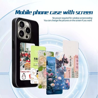 Smart E-Ink Handyhülle, NFC DIY Display Case für iPhone 15 14 13 Pro Max, Pro