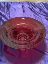 Vintage 2003 Blenko Glass Centerpiece Bowl Ruby Red Signed Hand Blown Large