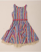 VINTAGE Womens Sleeveless A-Line Dress UK 10 Small Multicoloured Striped DP52
