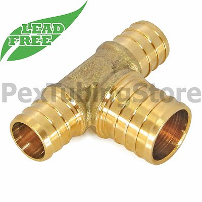 (10) 3/4'' x 3/4'' x 1'' PEX Tees - Brass Crimp Fittings, LEAD-FREE
