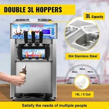 VEVOR 1200W Commercial Ice Cream Machine Countertop Soft Serve Maker Tools 18L/H