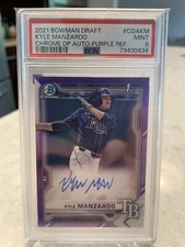 2021 Bowman Draft CDAKM Kyle Manzardo PURPLE REFRACTOR AUTO /250 PSA 9 Tampa Bay