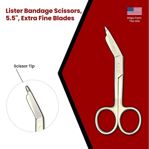 Set of 4 Lister Bandage Scissors, 5.5", Extra Fine Blades - Picture 4 of 8