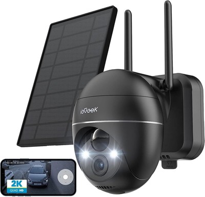 Security Cameras Wireless Outdoor, 2K Solar Security Camera System 360° PTZ
