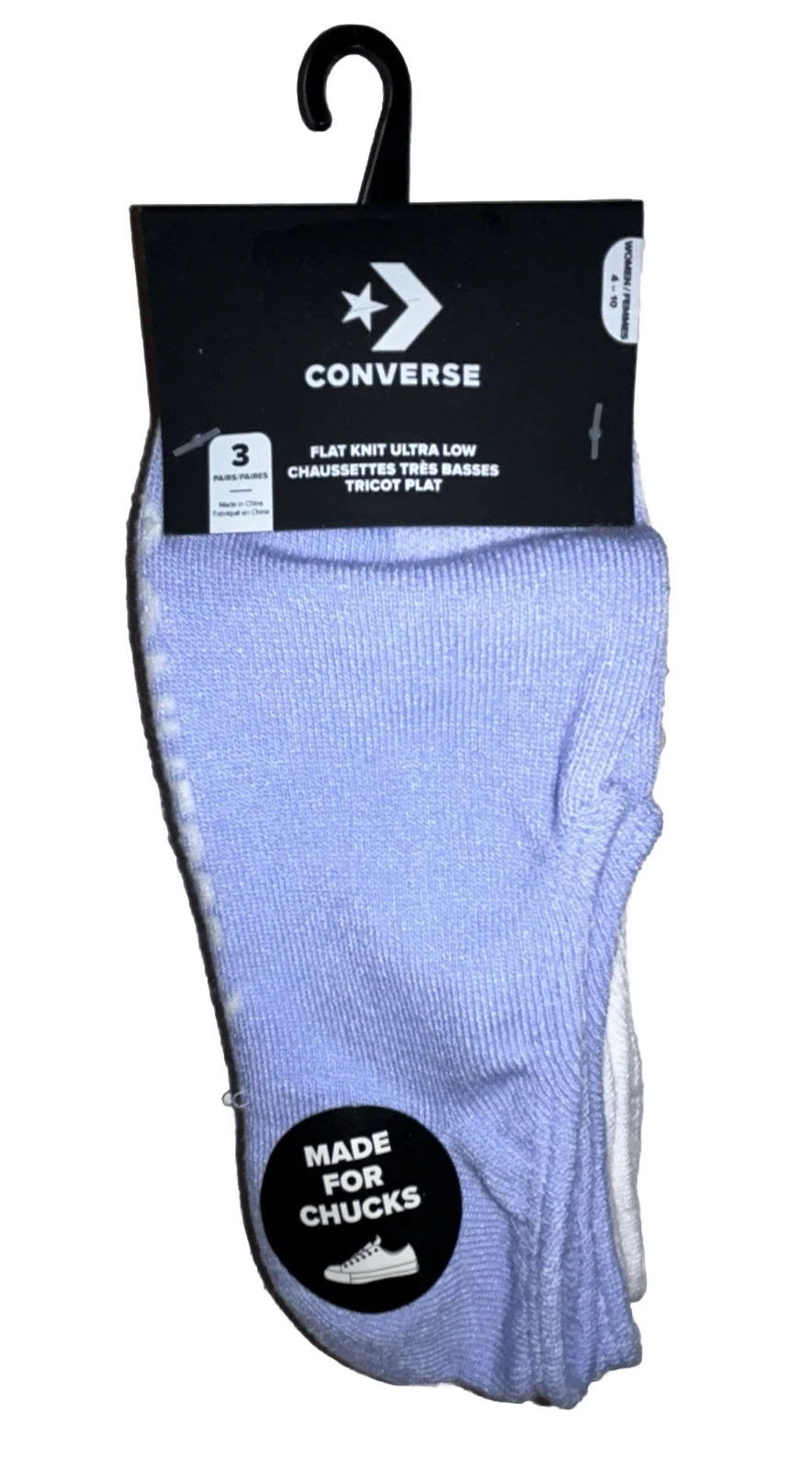 Calze Converse maglia piatta ultra basse 3 paia donna 4 10 blu bianco nero per mandrini