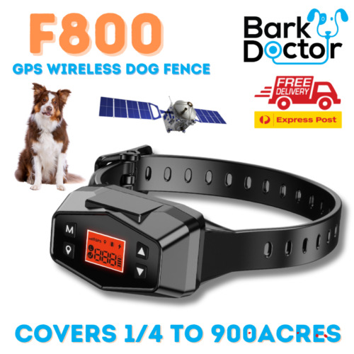 F800 WIRELESS GPS OUTDOOR ELECTRONIC BOUNDARY FENCE DOG COLLAR 1/4 TO 900 Acres