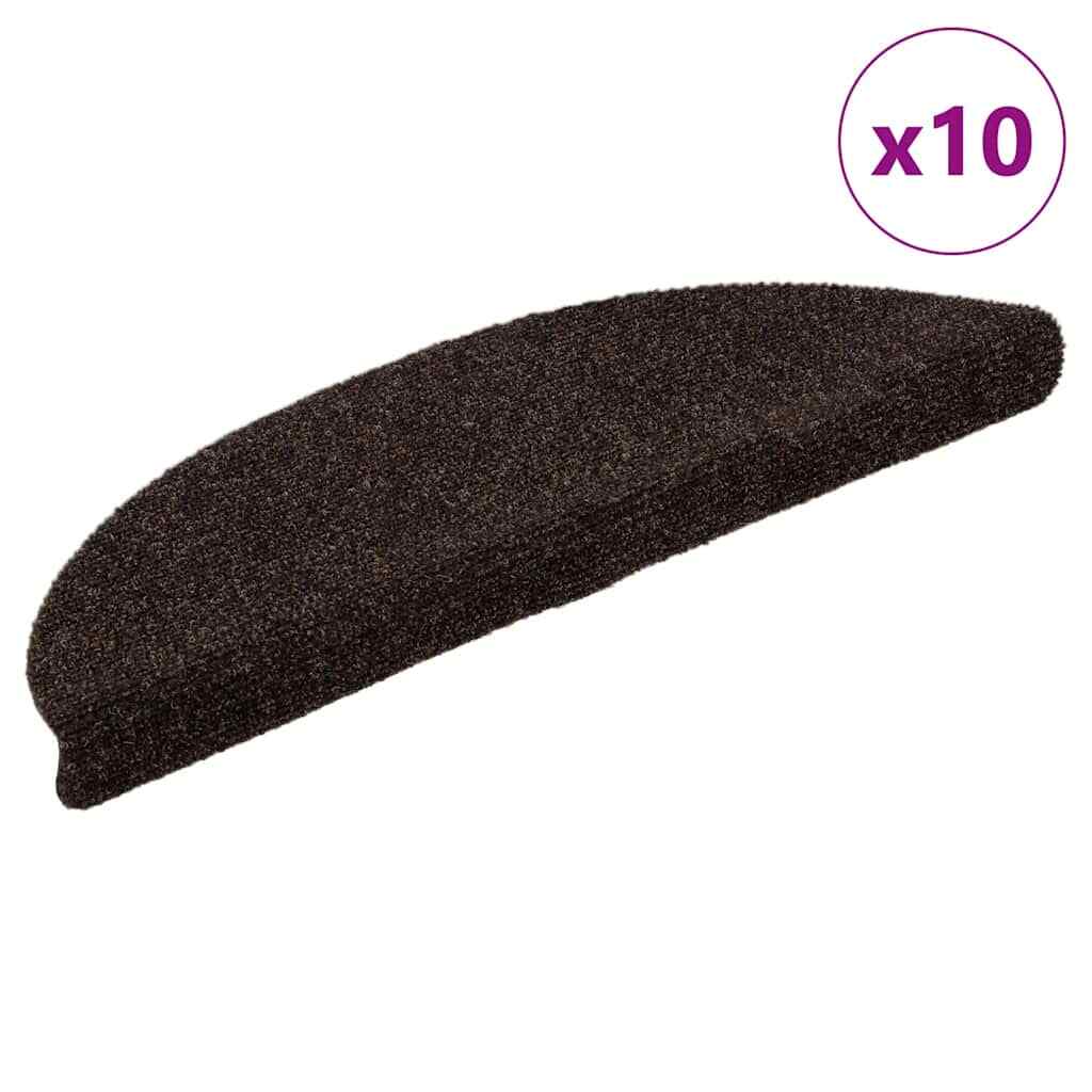 vidaXL Self-adhesive Stair Mats 10 pcs Brown 56x17x3 cm Needle Punch