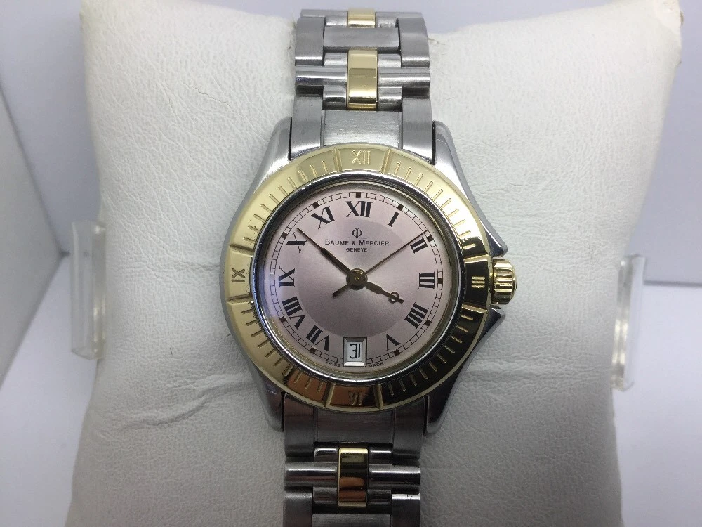 BAUME & MERCIER 28MM 2/TONE WATCH W/18K GOLD BEZEL MV045047 | eBay 