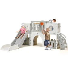 9 in 1 Toddler Slide Kids Climber Playset Indoor Outdoor Slide Playset for 3+