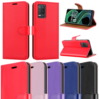 Realme 8 5G Handy Hülle Leder Brieftasche Buch Flip Ständer Ansicht Cover für Realme