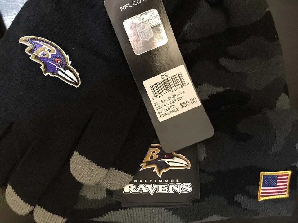 X2 NUEVO NFL Baltimore Ravens Adulto Gorro Guante Conjunto Camuflaje Camuflaje OS Foto 3 de 4