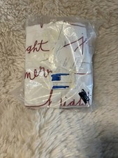 pottery barn sentiment organic cotton Merry Bright Christmas sheet set-size Full