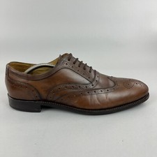 Jasper Conran All Leather Brown Brogue Wingtip Lace Up Formal Dress Shoes 43 UK9