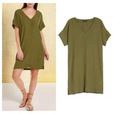 $118 Madewell Plus 1X Novel Shift Dress Army Olive Moss Boho Fall Athleisure NWT