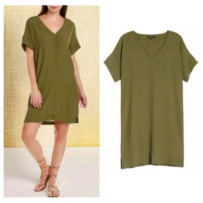 $118 Madewell Plus 1X Novel Shift Dress Army Olive Moss Boho Fall  Athleisure NWT | eBay