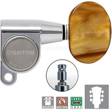 NEW Gotoh SG360-P2 MG Locking Tuners L3 R3 Set LARGE AMBER Buttons 3x3 - CHROME