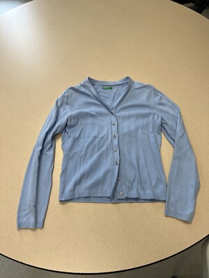 United Color Of Benetton Sweater Womens small Cardigan Blue 285
