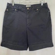 FDJ French Dressing Shorts Womens 10 High Rise Black Denim Pockets Mom Comfort