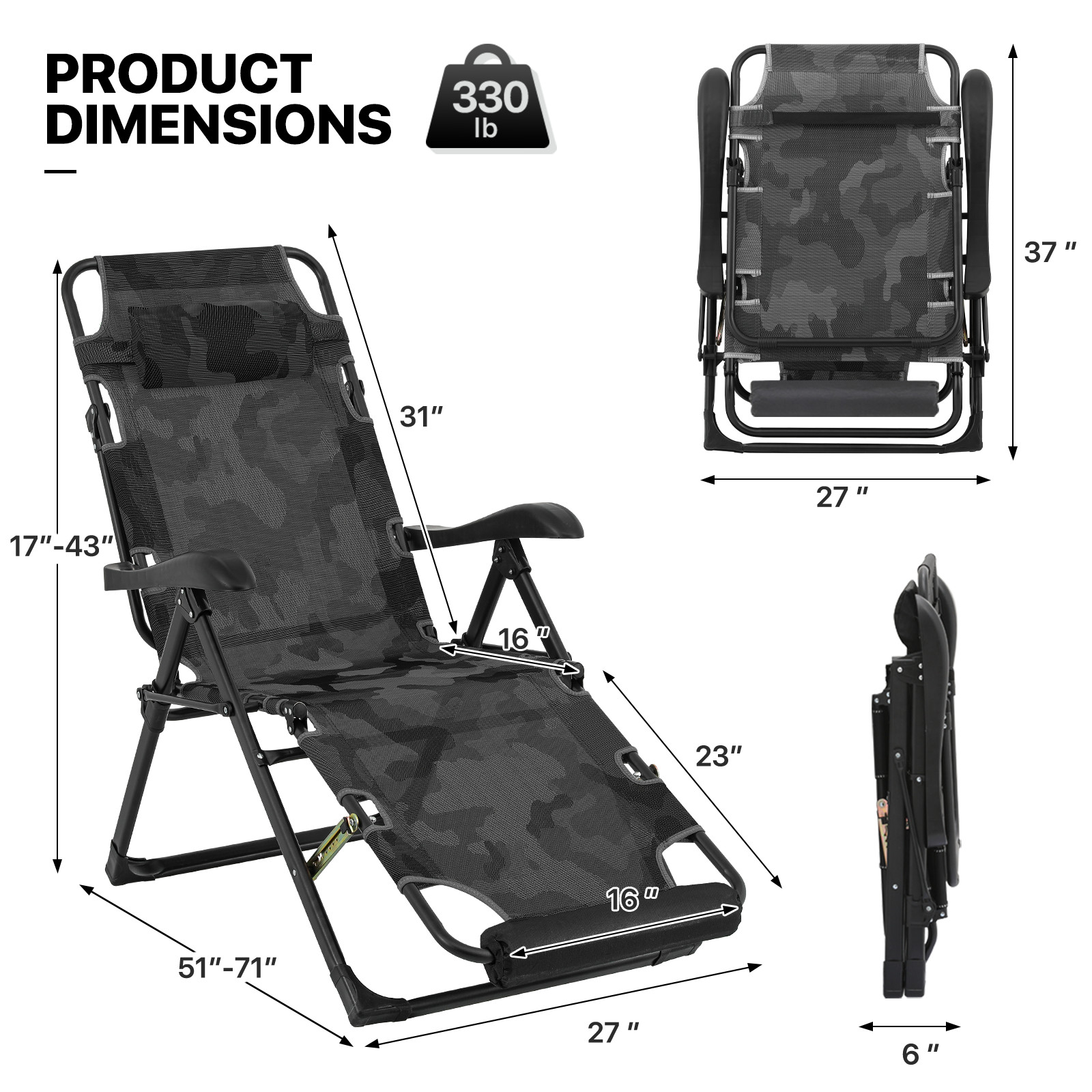 Foldable Zero Gravity Chair Adjustable Patio Beach Lounge Recliner Camping Cot