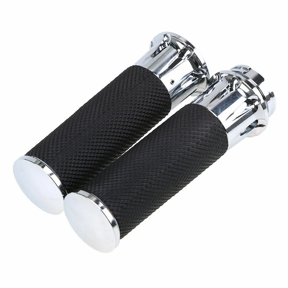 Par de empuñaduras de manillar de motocicleta CNC barra de mano ajuste universal Harley Dyna BMW Foto 3 de 4