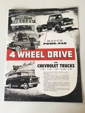 New Sales Price Brochure 1955 1956 NAPCO Chevy GMC Truck Half 3/4 1 And 2 Ton
