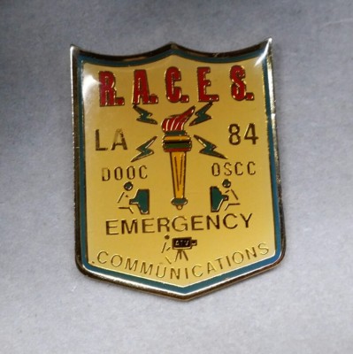 1984 R.A.C.E.S EMERGENCY COMMUNICATIONS OLYMPIC GAMES PIN 