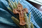 4.5 INCHES Pectoral Cross Orthodox crucifix Wood Carved Religious christian gift