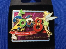 Disney Pin WDW White Glove Tinker Bell & 2008 Character Logo Wish You Were Here