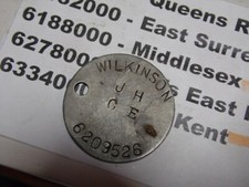 WW2 relic dogtag identity disc - Middlesex Regiment WILKINSON 6209526