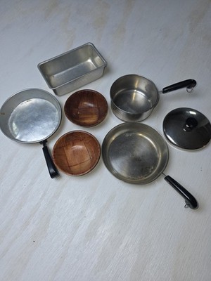 Miniature Kids Copper Bottom Pots And Pan Set & Extras 7 Pc