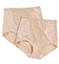 Bali X372 Lace Tummy Panel Shaping Brief Panty - 2 Pack, XXL