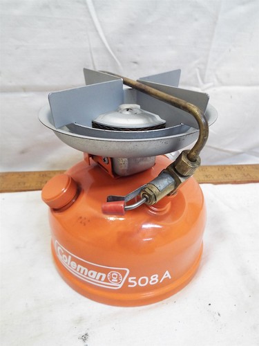 Coleman 508A Single Burner Camping Cook Camp Stove Zebco Traveler Orange 508 A