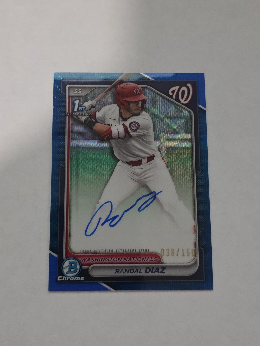 RANDAL DIAZ 2024 Bowman Draft Chrome 1st Blue Wave Refractor Auto /150