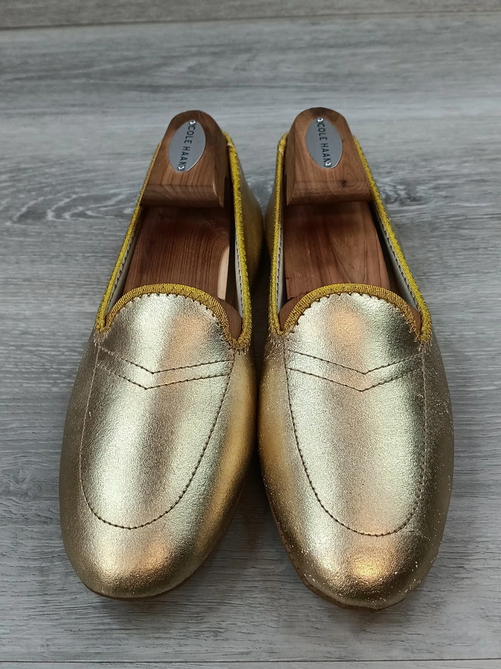 Zapatos informales planos sin cordones Daniel Green para mujer mocasín 6,5 de cuero dorado Foto 2 de 4