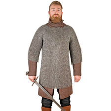 Zeughaus - Hauberg 10mm chainmail Half Sleeve shirt Round Riveted Steel 2XL/3XL